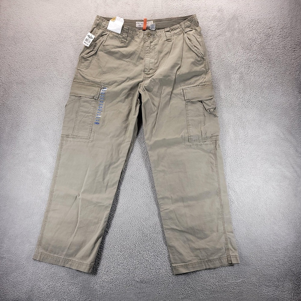 VTG Old Navy Pants Mens 36x30 Brown Cargo Relaxed Canvas Workwear Casual